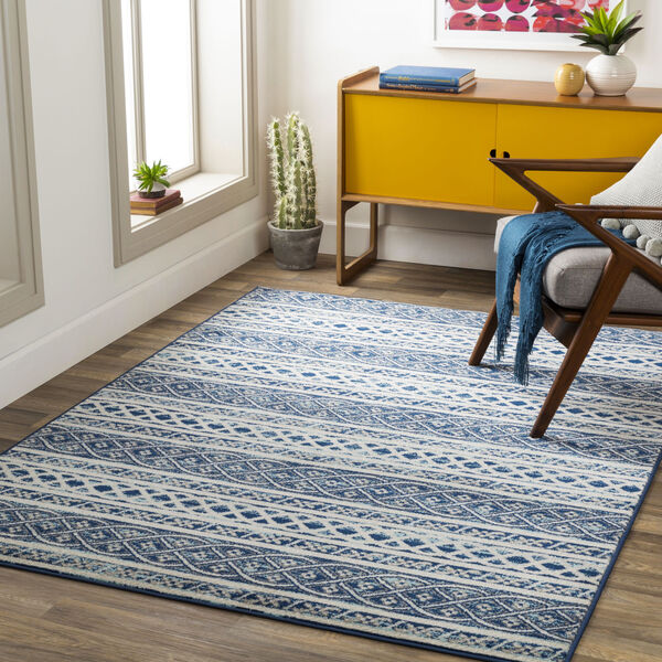 Chester Dark Blue Stripe Rectangle 7 Ft. 10 In. x 10 Ft. 3 In. Machine Woven Rug, image 2