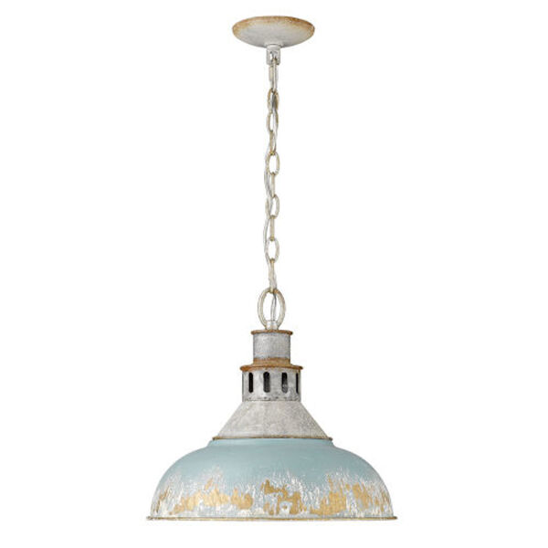 Charlotte Aged Galvanized Steel One-Light Pendant with Antique Teal Shade, image 2