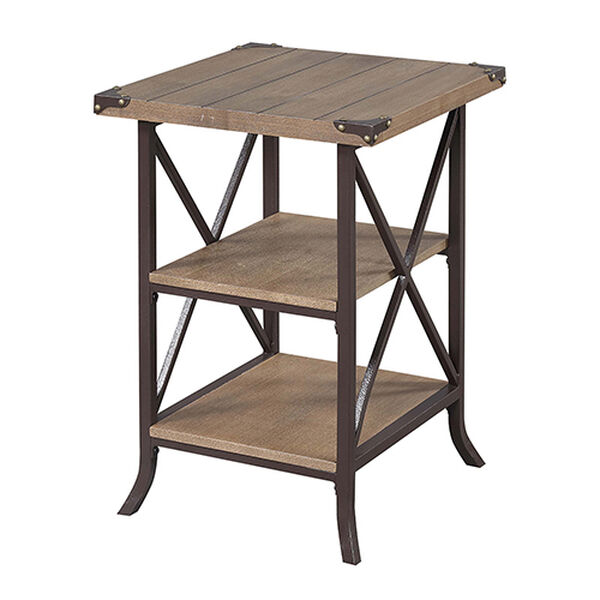 Brookline Driftwood End Table with Brown Frame, image 3