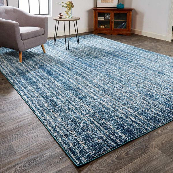 Remmy Casual Solid Blue Ivory Rectangular 4 Ft. 3 In. x 6 Ft. 3 In. Area Rug, image 3