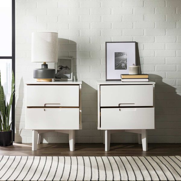Sloane White Two-Drawer Groove Handle Wood Nightstand, Set of Two, image 4