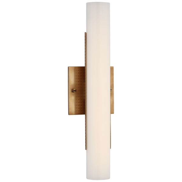 Precision 15-Inch Bath Light in Antique-Burnished Brass with White Glass by Kelly Wearstler, image 1
