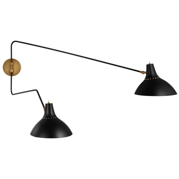 Charlton Large Double Wall Light in Black by AERIN, image 1