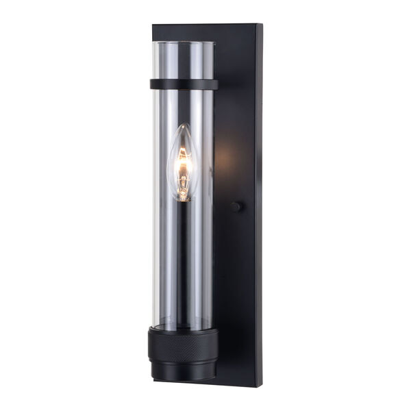 Bari Matte Black Four-Inch One-Light Wall Sconce with Clear Cylinder Glass, image 1