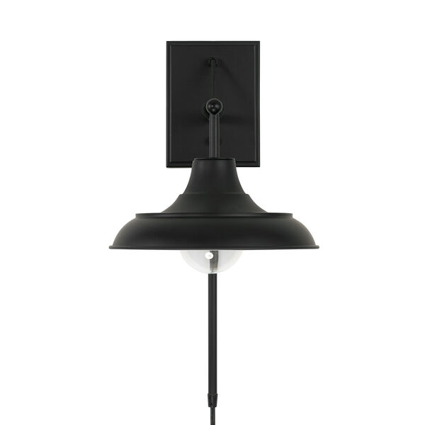 Jones Matte Black One-Light Dimmable Plug-In Wall Sconce, image 2