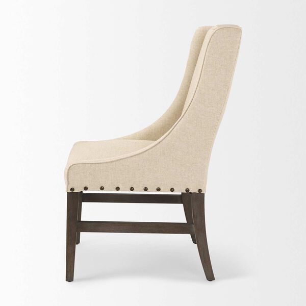 Kensington I Cream Fabric and Solid Wood Dining Chair, image 3