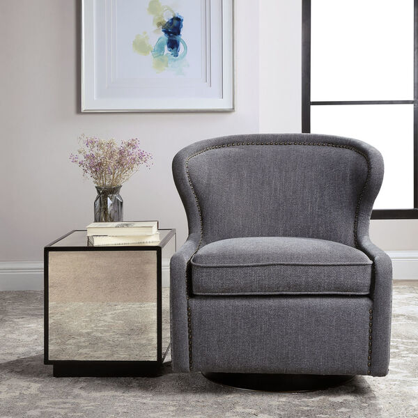 Biscay Dark Charcoal Gray Swivel Chair, image 2