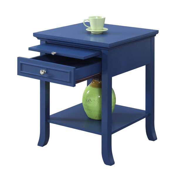 American Heritage Cobalt Blue 18-Inch Logan End Table with Drawer and Slide, image 2