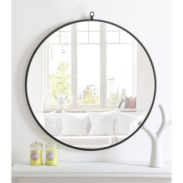 Eternity Black Round 32-Inch Mirror with Hook, image 3