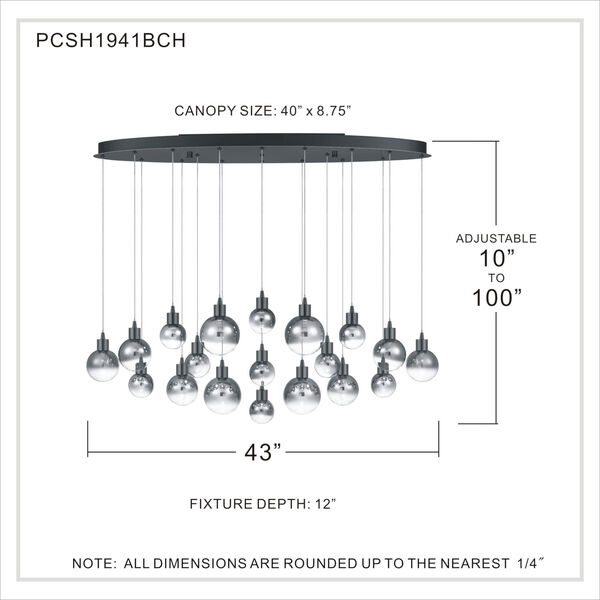 Shadow Black Chrome Integrated LED One-Light Island Chandelier with Smoked Glass, image 5