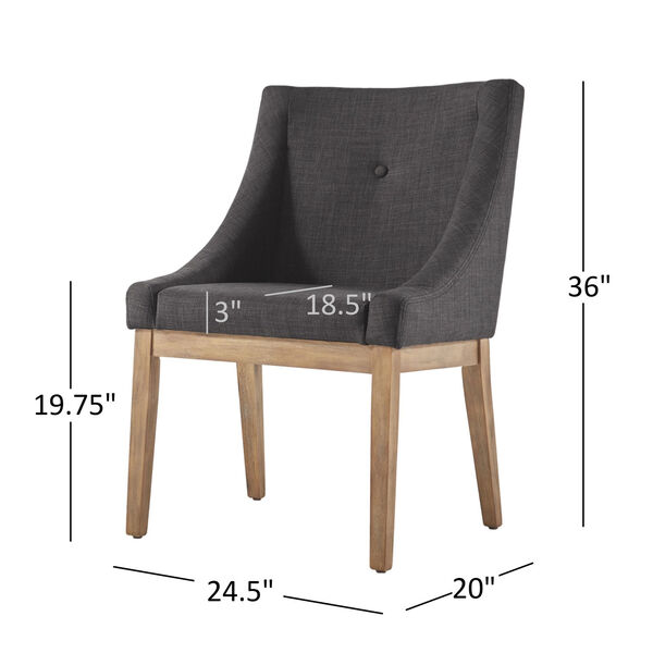 Century Dark Grey Linen Slope Arm Side Chair, Set of 2, image 5