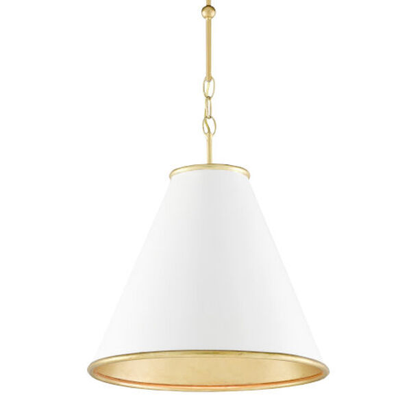 Pierrepont Gesso White and Gold One-Light 16-Inch Pendant, image 1