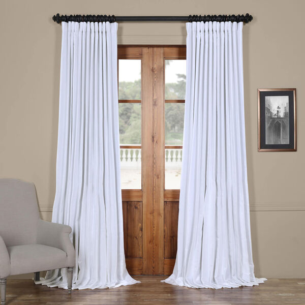 Ice White Double Wide Vintage Textured Faux Dupioni Single Panel Curtain 100 x 96, image 1