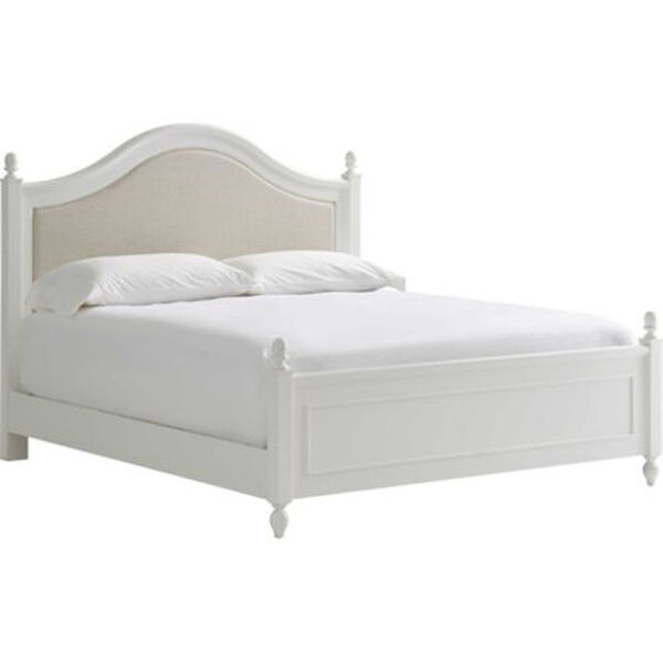 White Arched Paneled Wood Framed Upholstered King Bed, image 4