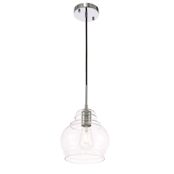 Pierce Chrome Eight-Inch One-Light Mini Pendant with Clear Seeded Glass, image 4