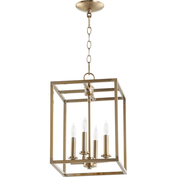 Aged Brass Four-Light 11-Inch Pendant, image 1