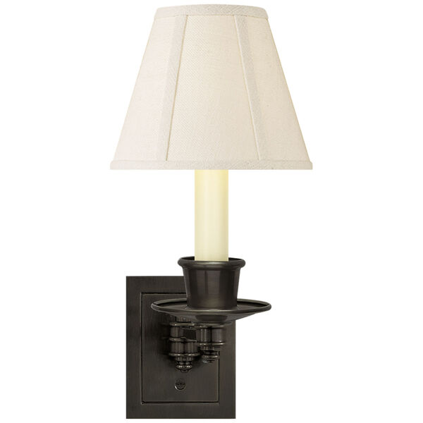 Single Swing Arm Sconce in Bronze with Linen Shade by Studio VC, image 1