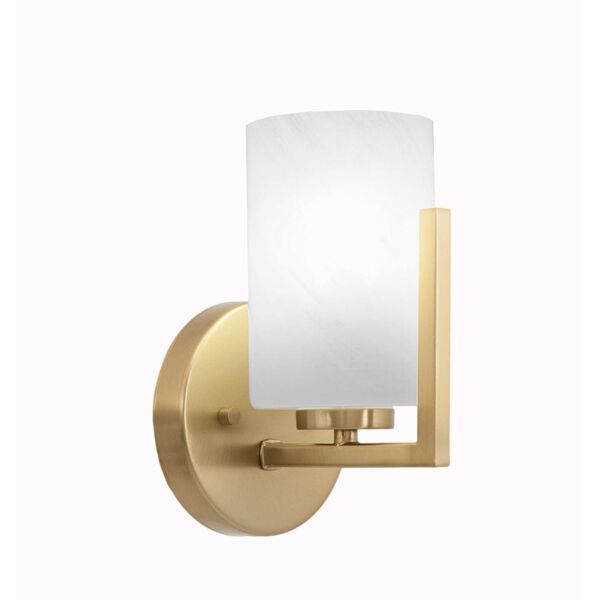 Atlas New Age Brass One-Light Wall Sconce with White Marble Glass, image 1