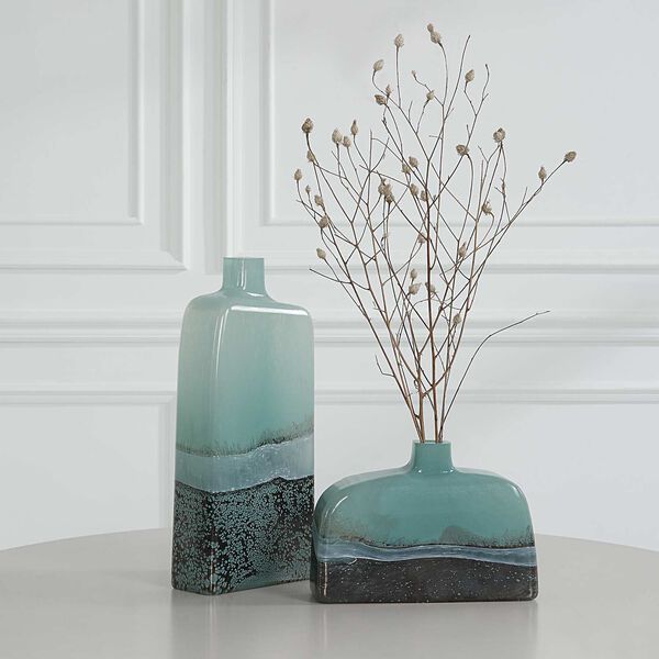 Fuze Aqua Bronze Vase, Set of Two, image 1