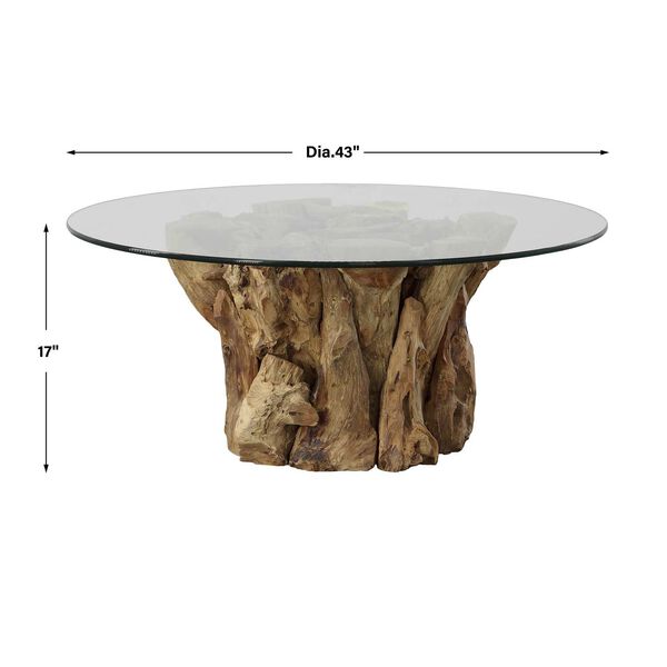 Natural Driftwood Glass Top Large Coffee Table, image 3