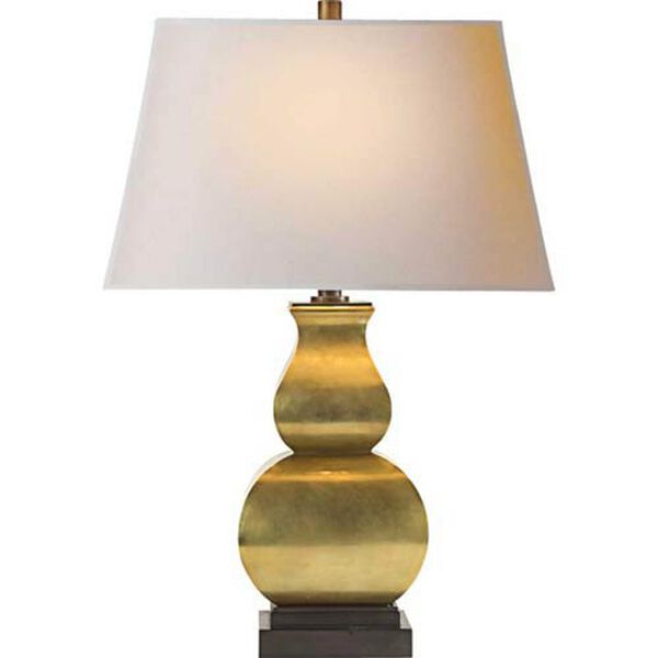 Fang Gourd Table Lamp in Antique-Burnished Brass with Natural Paper Shade by Chapman and Myers, image 1