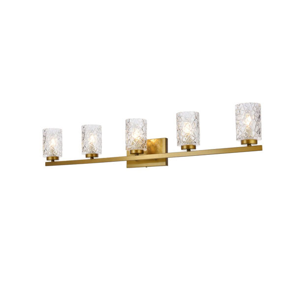 Cassie Brass and Clear Shade Five-Light Bath Vanity, image 3