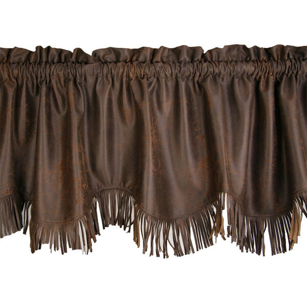 Barbwire Chocolate Suede 84 x 18-Inch Valance with Fringe, image 1