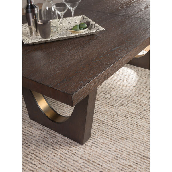Signature Designs Rich Brown and Brass Verbatim Rectangle Dining Table, image 2