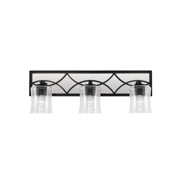 Avery Matte Black Vanity with Clear Seeded Glass and Mirrored Backplate, image 4
