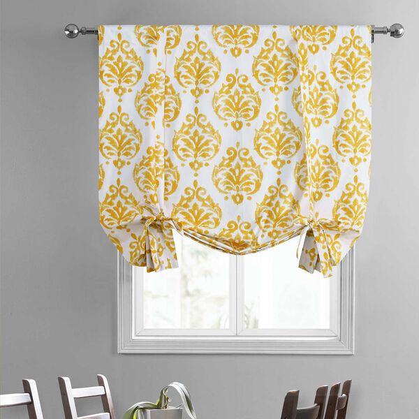 Sandlewood Gold Printed Cotton Tie-Up Window Shade Single Panel, image 2