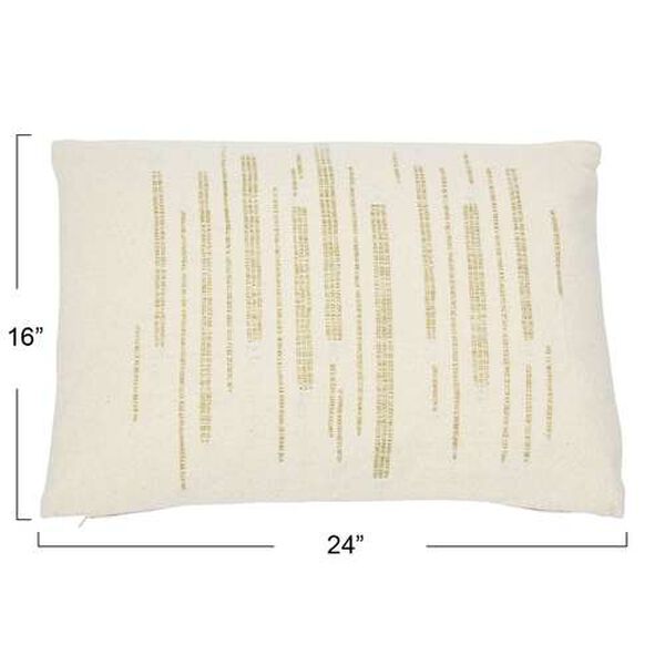 Cream Woven Cotton Slub Lumbar 24 x 16-Inch Pillow, image 5