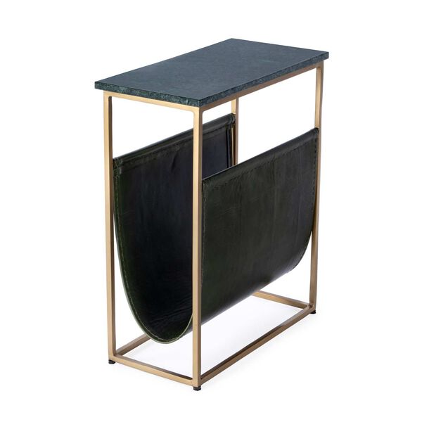 Edie Green Marble Leather Magazine Side Table, image 1