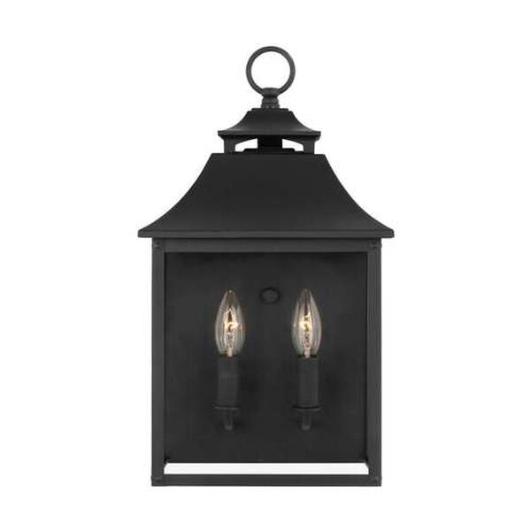 Galena Textured Black Two-Light Outdoor Wall Sconce, image 1