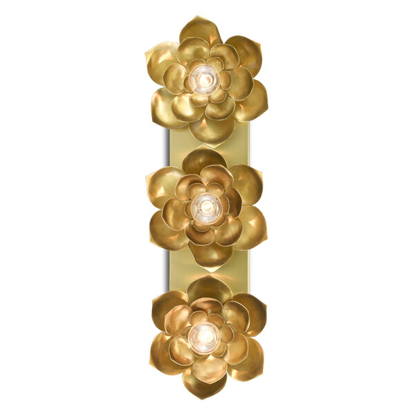 Blossom Satin Brass Three-Light Wall Sconce, image 1