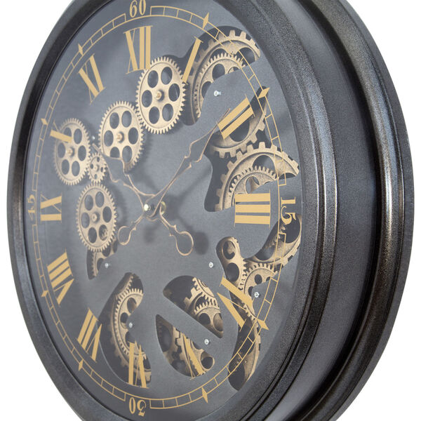 Black and Gold 21-Inch Paris Gear Clock, image 2