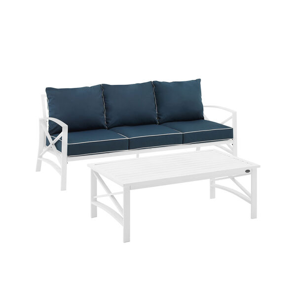 Kaplan Navy and White Outdoor Sofa Set, Two Piece, image 2
