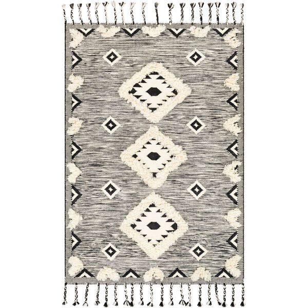 Apache Black and Cream Rectangle Hand Woven 8 Ft. x 10 Ft. Rug, image 1