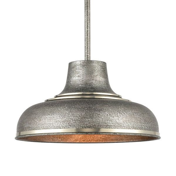 Kerin Textured Silvery Gray and Polished Nickel One-Light Pendant, image 5