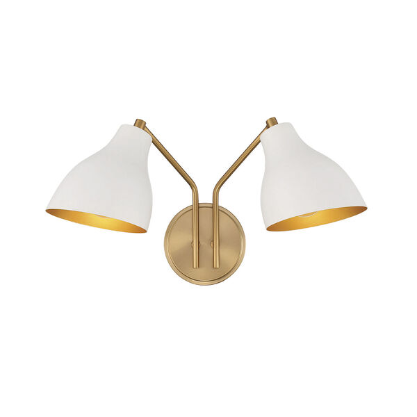 Chelsea White with Natural Brass 10-Inch Two-light Wall Sconce, image 1