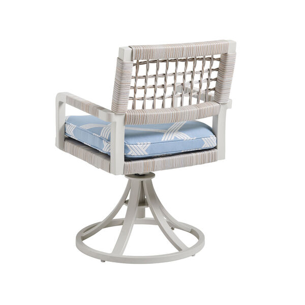 Seabrook White and Blue Swivel Rocker Arm Chair, image 2