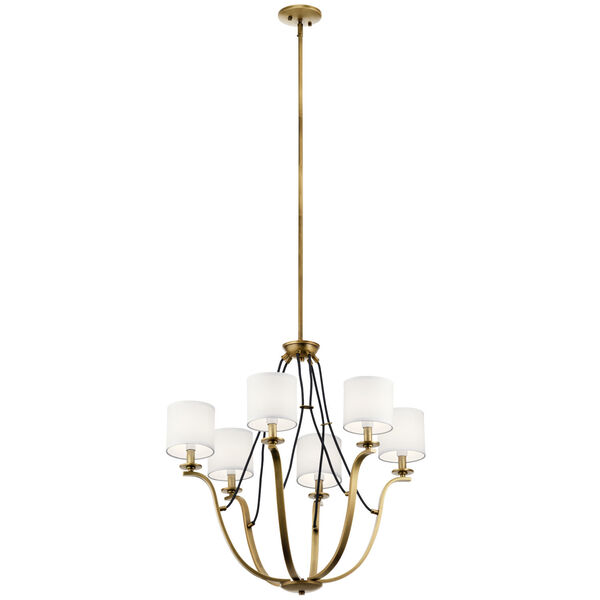 Thisbe Natural Brass 28-Inch Six-Light Chandelier, image 1