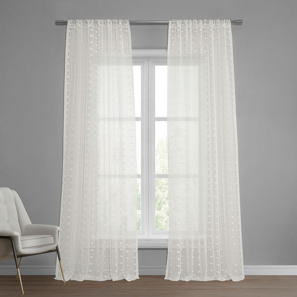 White Dot Patterned Faux Linen Single Panel Curtain 50 x 96, image 1