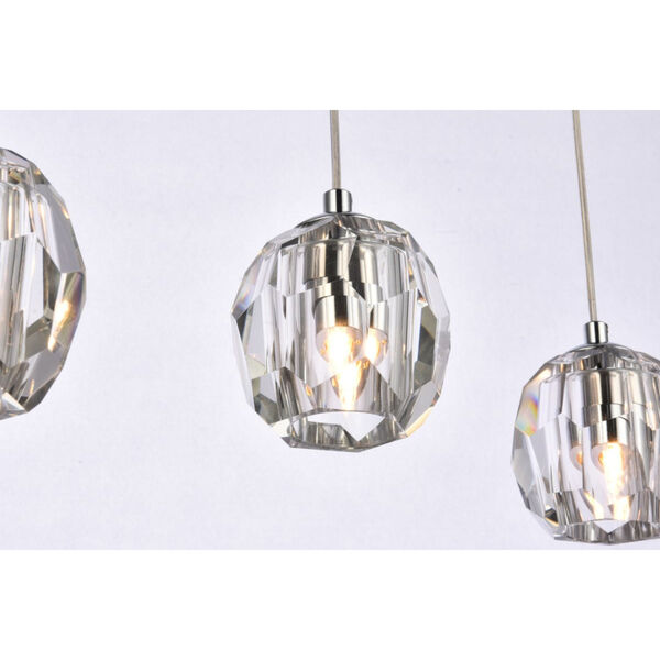 Eren Chrome 32-Inch Five-Light Pendant with Royal Cut Clear Crystal, image 4