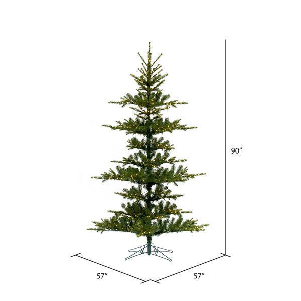 Green 7.5 Ft. x 57 In. Yukon Artificial Christmas Tree with LED Lights, image 3