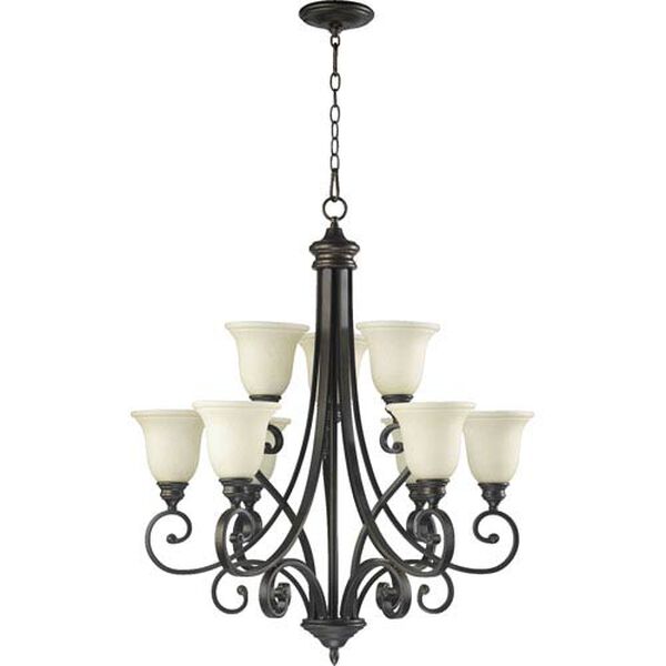 Bryant Nine-Light Oiled Bronze with Antique Gold Chandelier, image 1