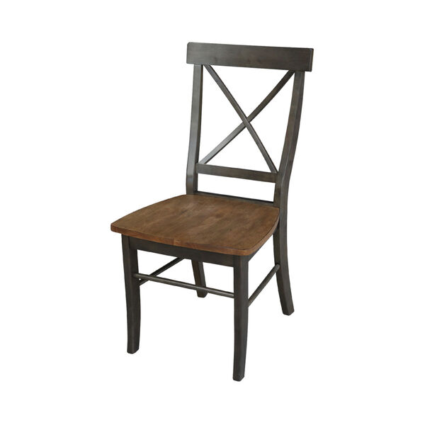 Hickory and Washed Coal X-Back Chair with Solid Wood Seat, Set of 2, image 1
