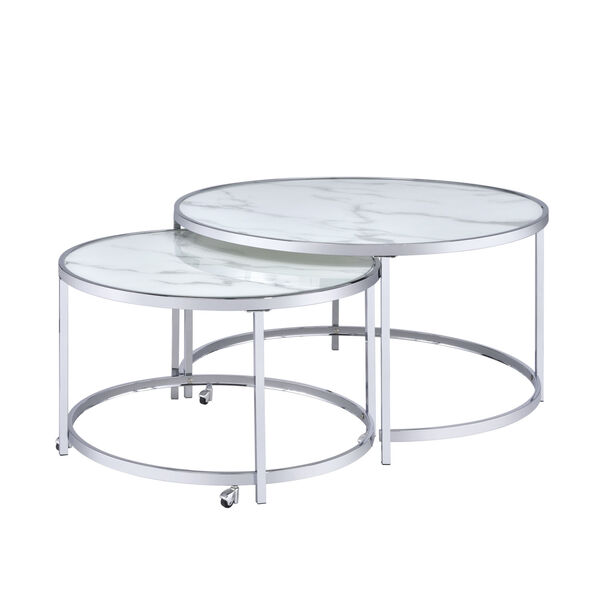 Rayne White And Chrome 36-Inch Nesting Cocktail Tables, image 2