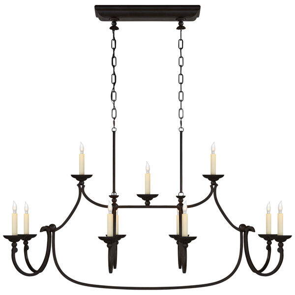 Flemish Large Linear Pendant in Aged Iron by Chapman and Myers, image 1