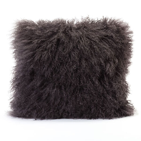 Vivian Fur Grey Square Decorative Pillow, image 1