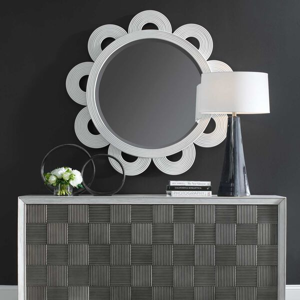 Clematis White Round Wall Mirror, image 1